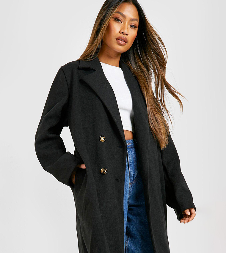 Black wool look coat best sale