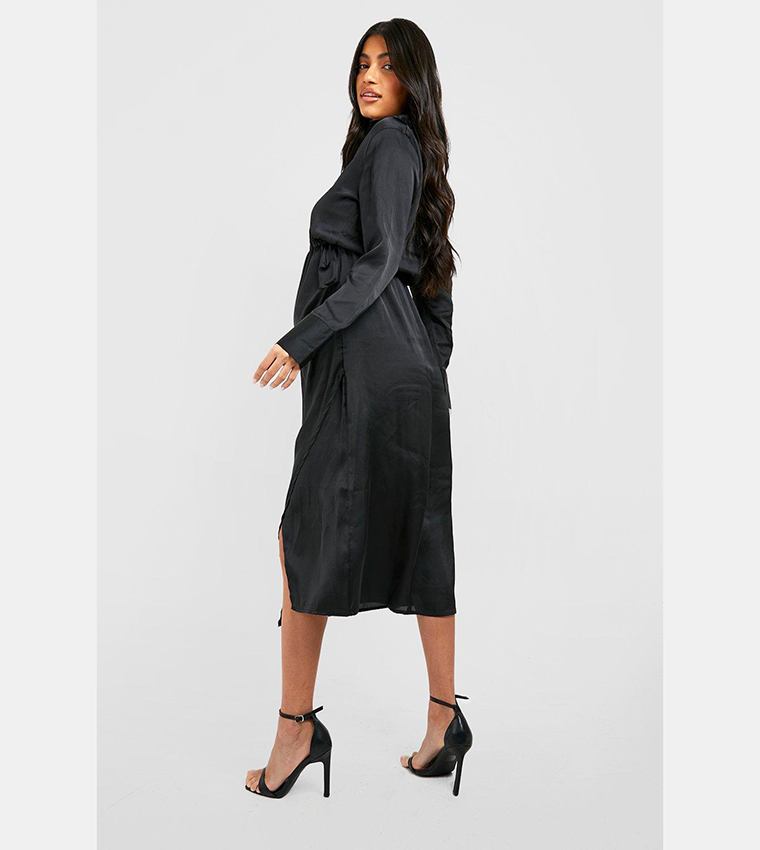 Buy Boohoo Maternity Satin Midaxi Dress In Black | 6thStreet
