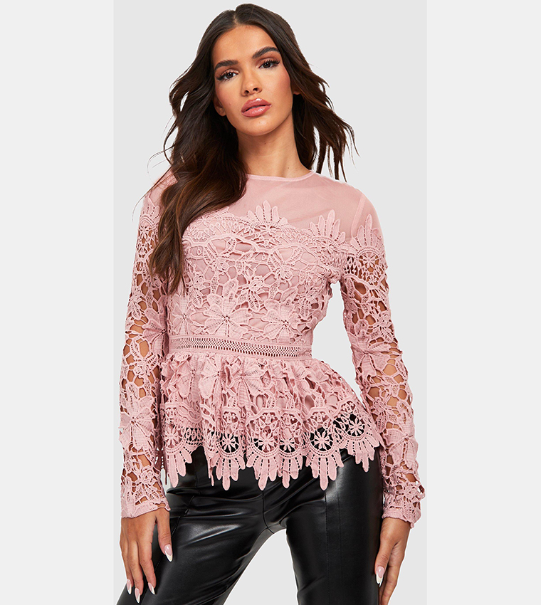 Lace Rose Peplum Top Buy Boohoo Premium Lace Occasion Peplum Top