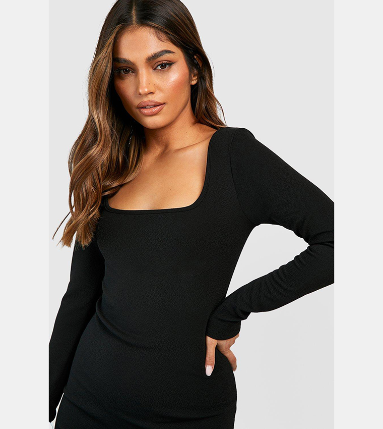 Black square neck mini hot sale dress