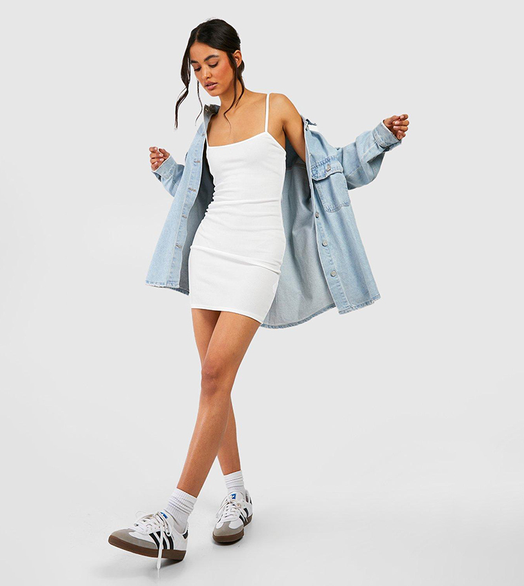 Ribbed Basic Strappy Bodycon Dress