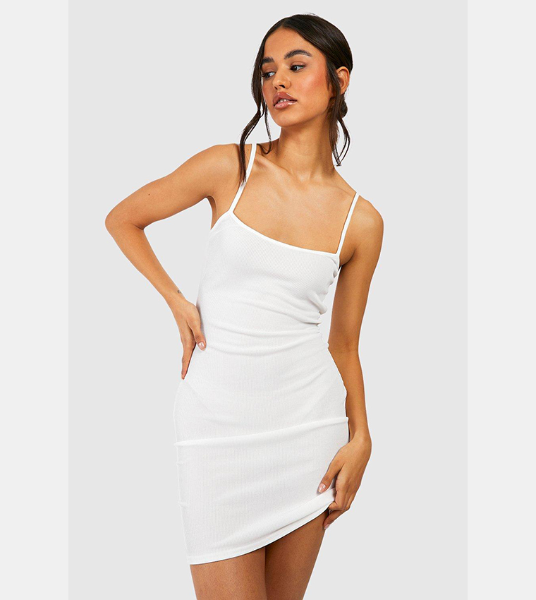 Ribbed Basic Strappy Bodycon Dress