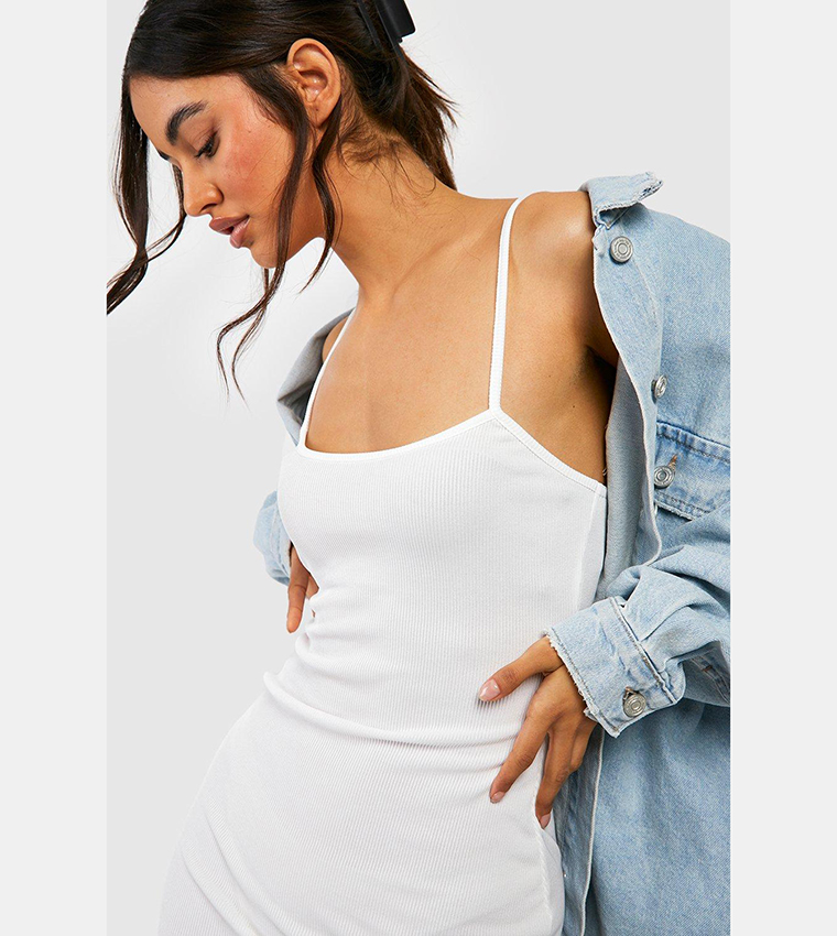 Ribbed Basic Strappy Bodycon Dress