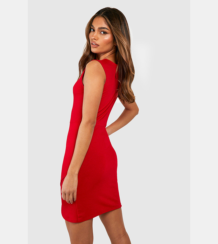 sachin and babi light blue dress Strappy Knitted Bodycon Dress In RED WINE