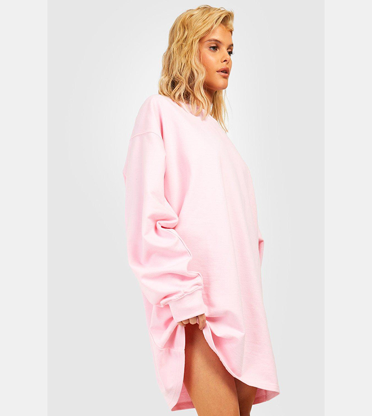 Buy Boohoo Basic Oversized Sweatshirt Dress In Pink