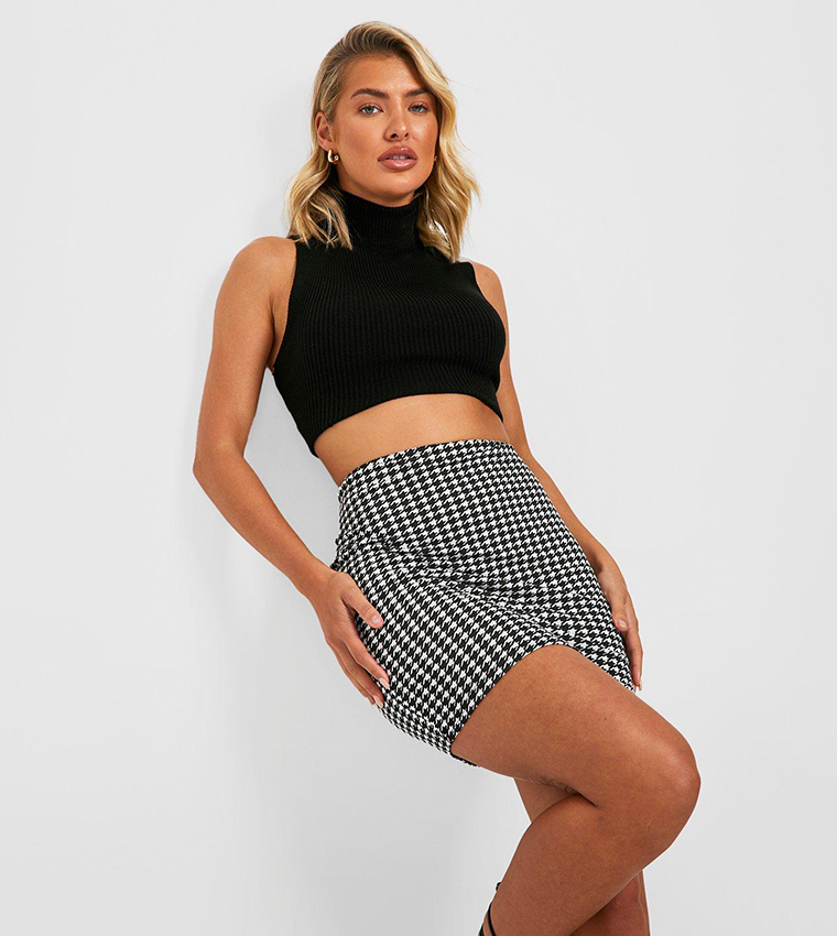 Black and white shop checkered skirt xl