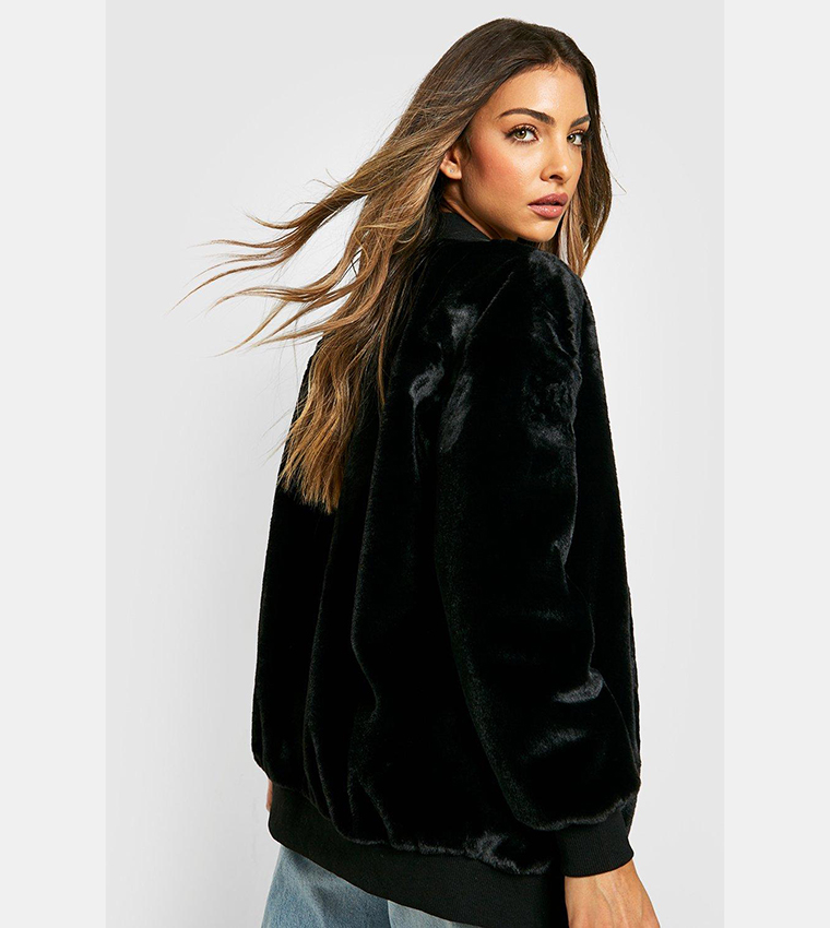 Faux fur shop bomber jacket