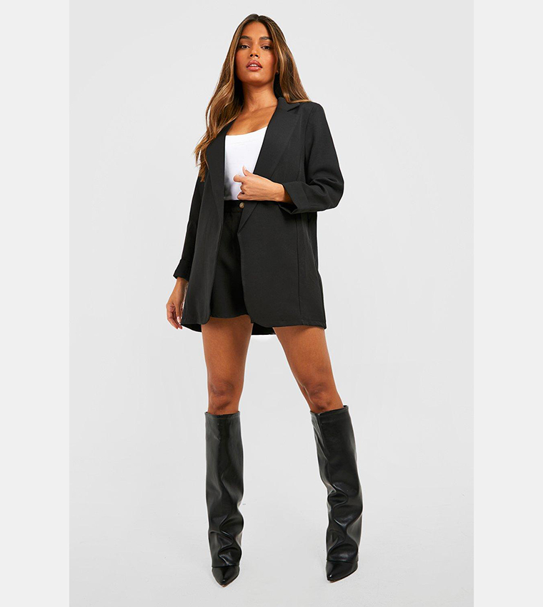 Basic Woven Turn Cuff Relaxed Fit Blazer