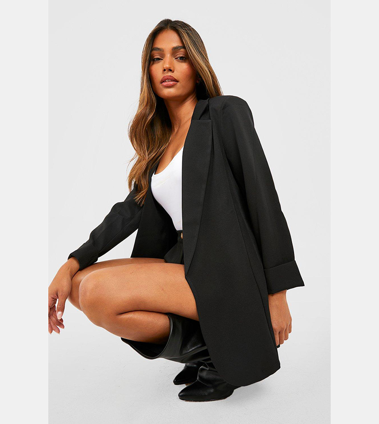 Basic Woven Turn Cuff Relaxed Fit Blazer