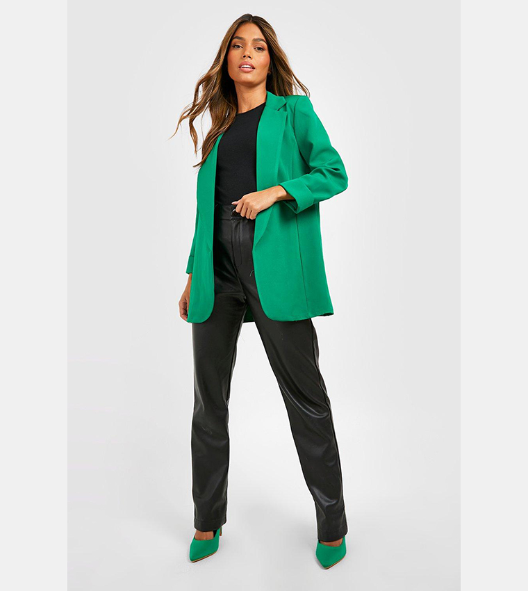 Basic Woven Turn Cuff Relaxed Fit Blazer