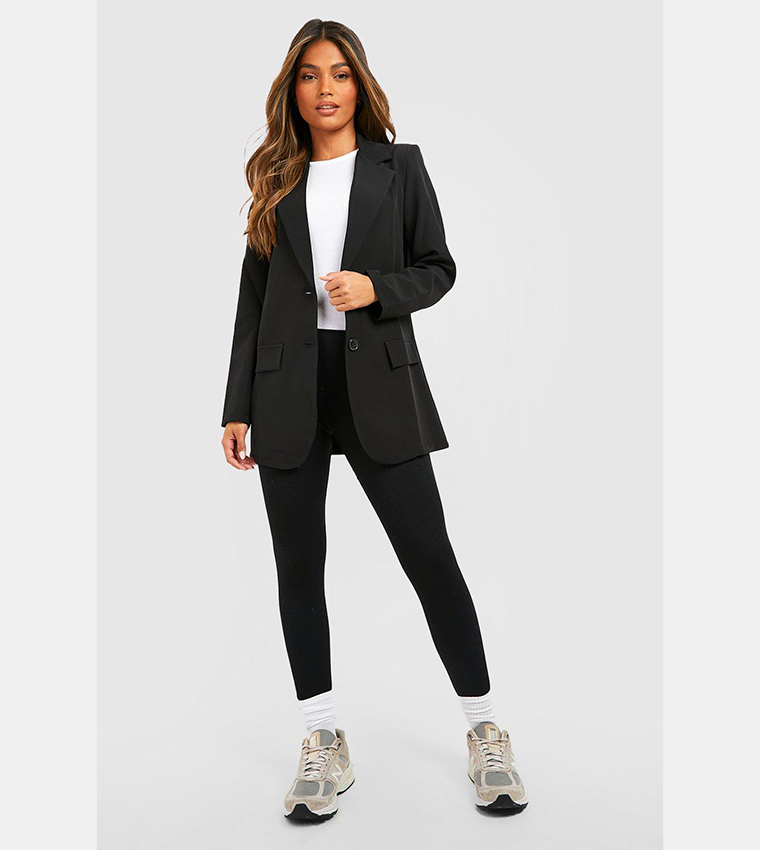 Basic Woven Single Breasted Fitted Blazer