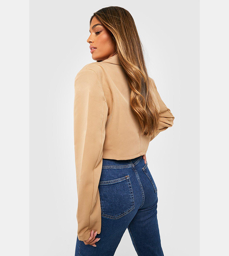Basic Woven Relaxed Fit Crop Blazer - Non Returnable