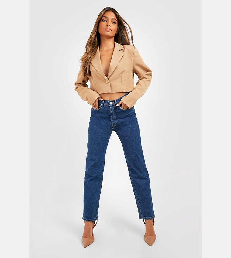 Basic Woven Relaxed Fit Crop Blazer - Non Returnable