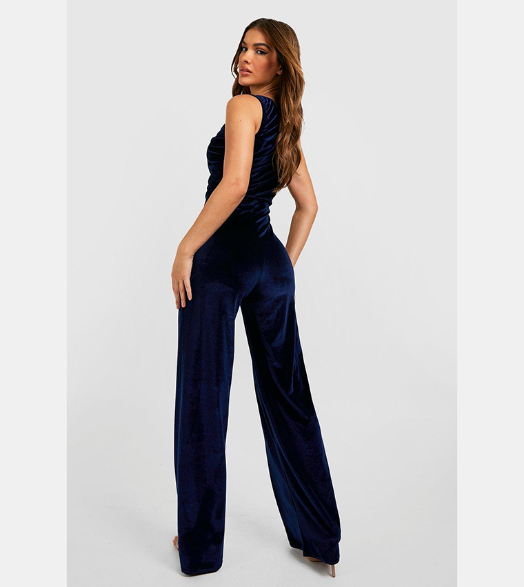 Boohoo velvet jumpsuit fashion