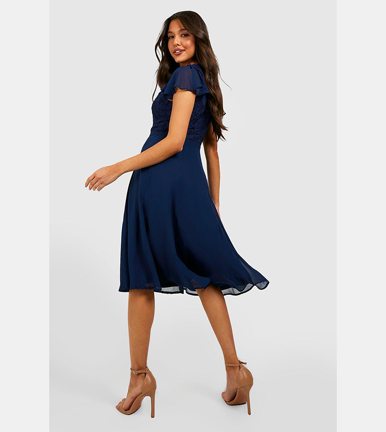 Navy midi skater dress online