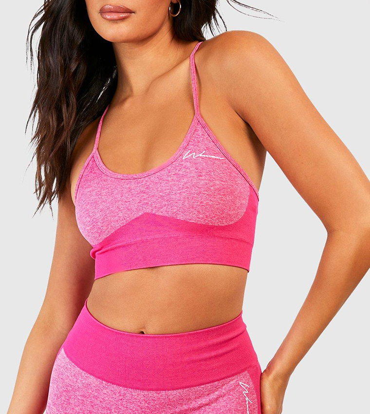 Buy Boohoo Seamless Contrast Sports Bra In Hot Pink