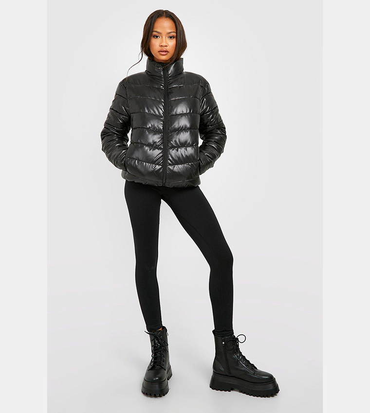 Crop funnel neck padded jacket best sale