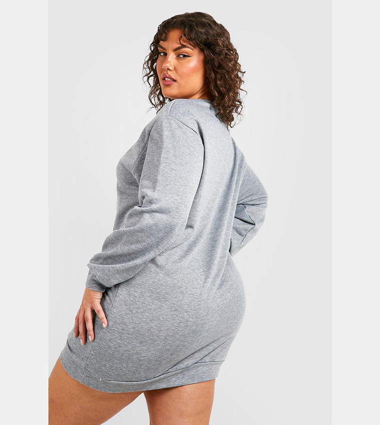 Buy Boohoo Oversized Harlem Shoulder Pad Sweatshirt Dress In Grey