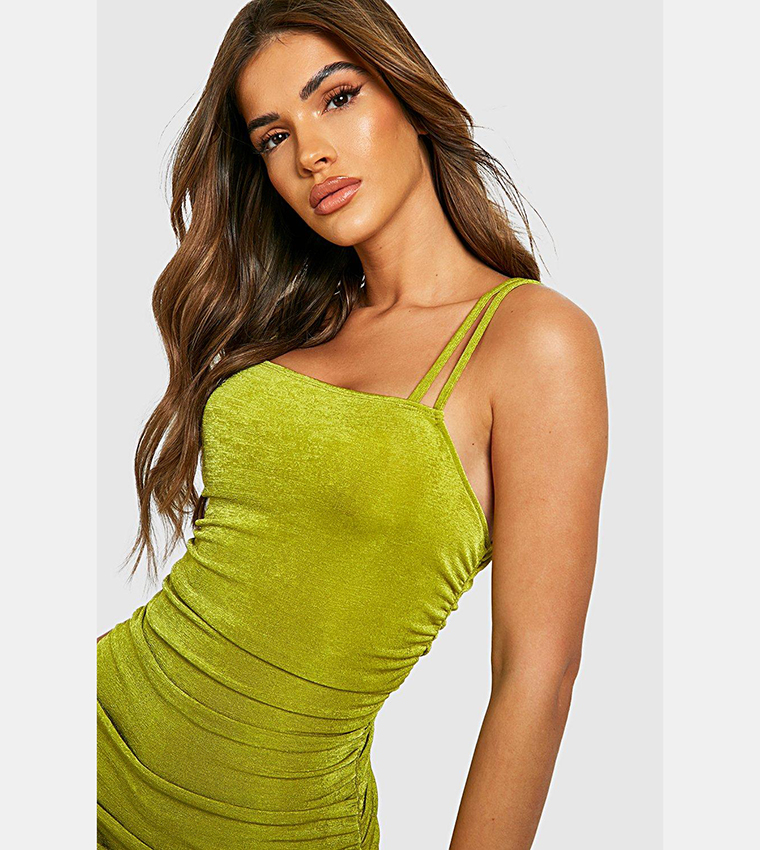 Slinky ruched cheap midi dress