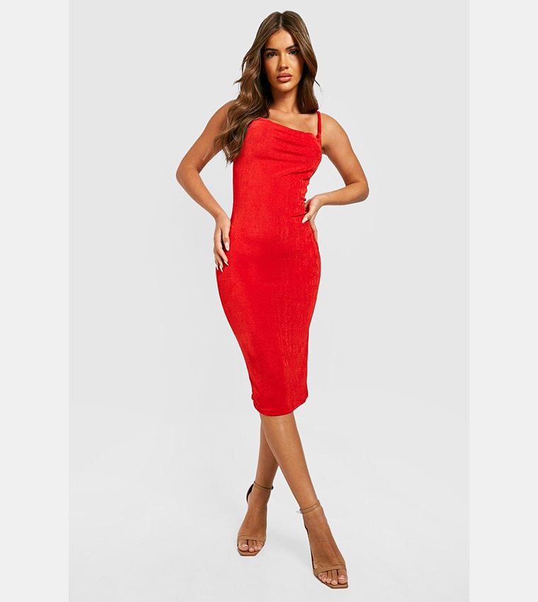 Buy Boohoo Textured Slinky Cowl Neck Slip Dress In Red 6thStreet
