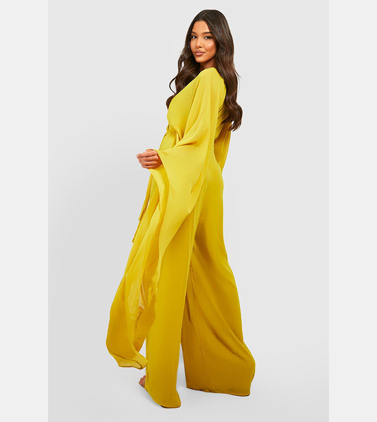 Chiffon Wrap Cape Sleeves Jumpsuit