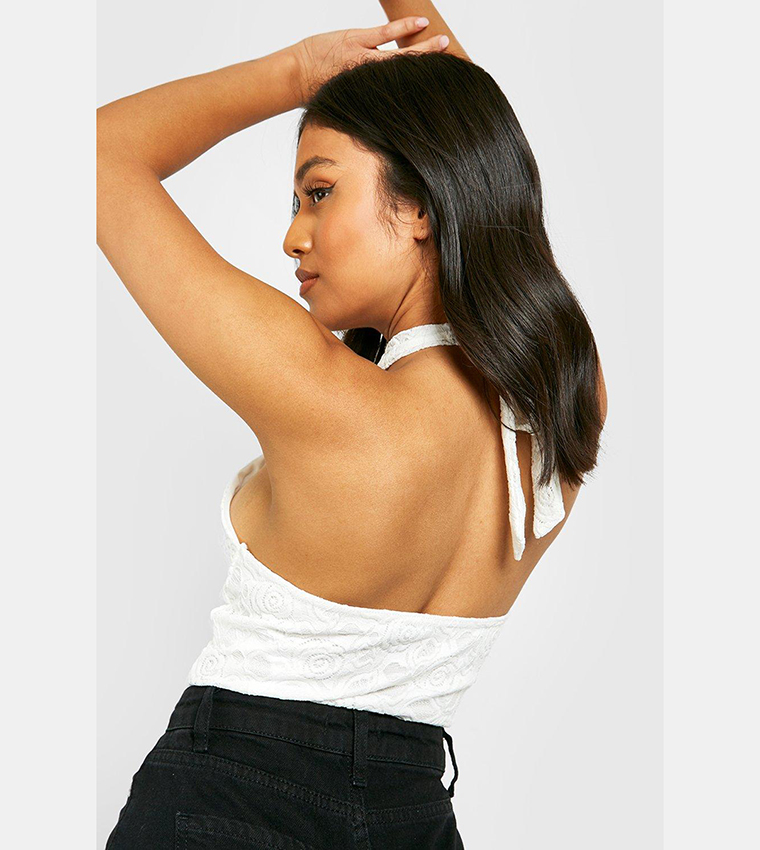 Lace Halter Neck Bodysuit Top