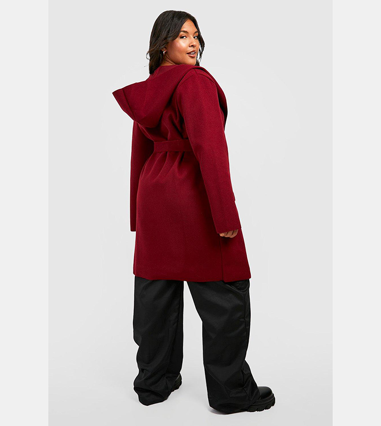 Hooded Wool Look Coat