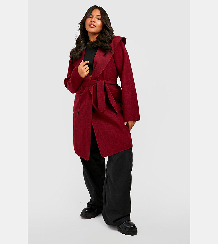 Hooded Wool Look Coat