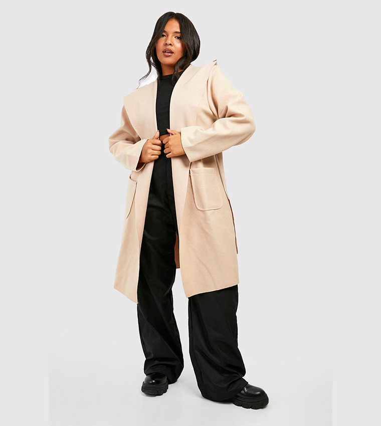 Hooded Wool Look Coat