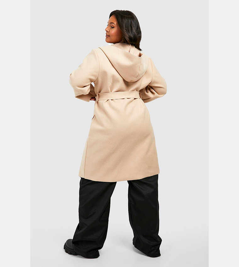 Hooded Wool Look Coat