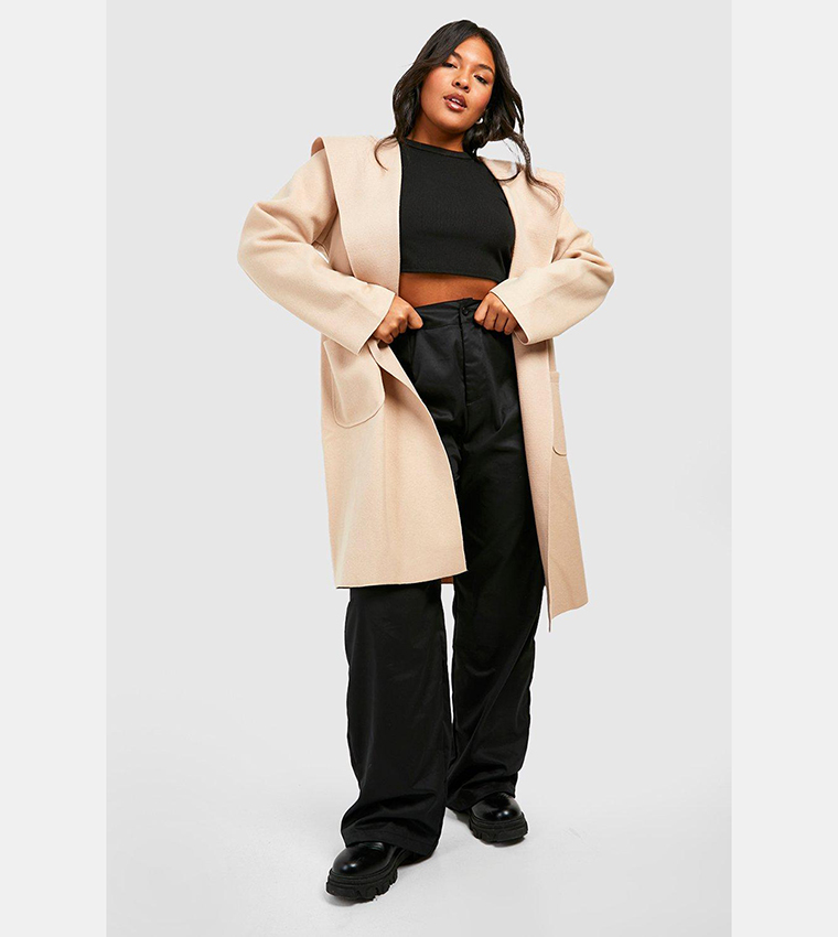 Hooded Wool Look Coat