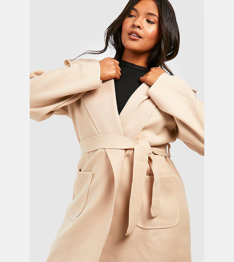 Hooded Wool Look Coat