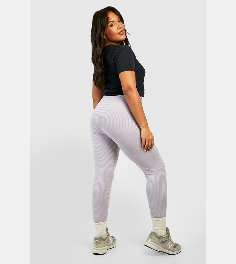 Plus Rib Split Hem Leggings