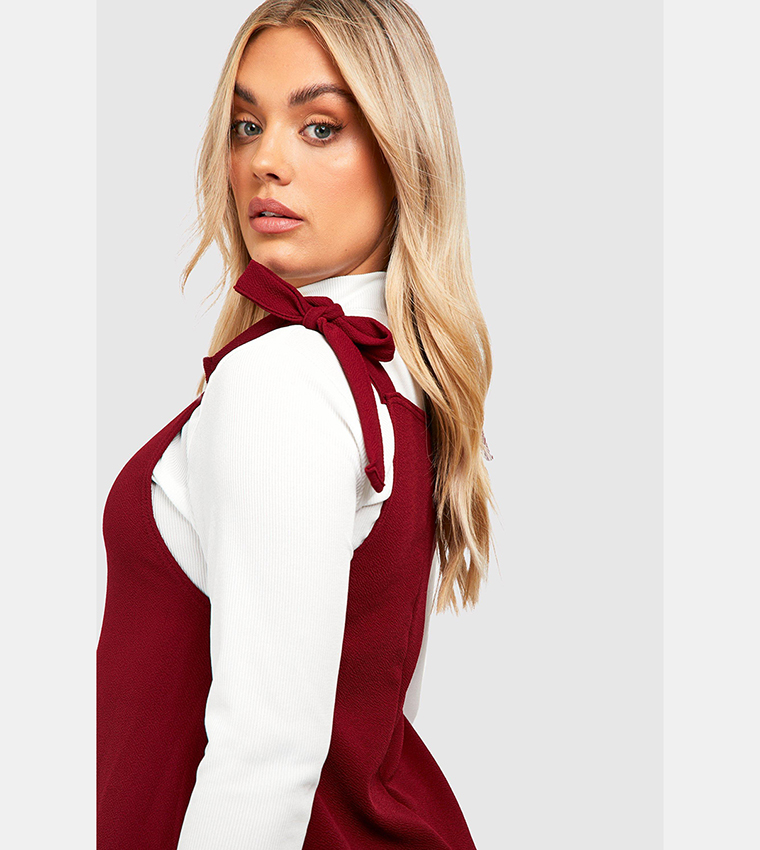 Boohoo Pinafore Dress With Jumper Cord Pinafore Dress Boohoo