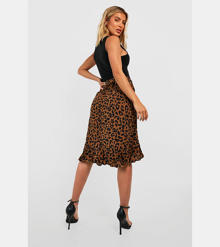 Leopard wrap midi skirt oasis best sale