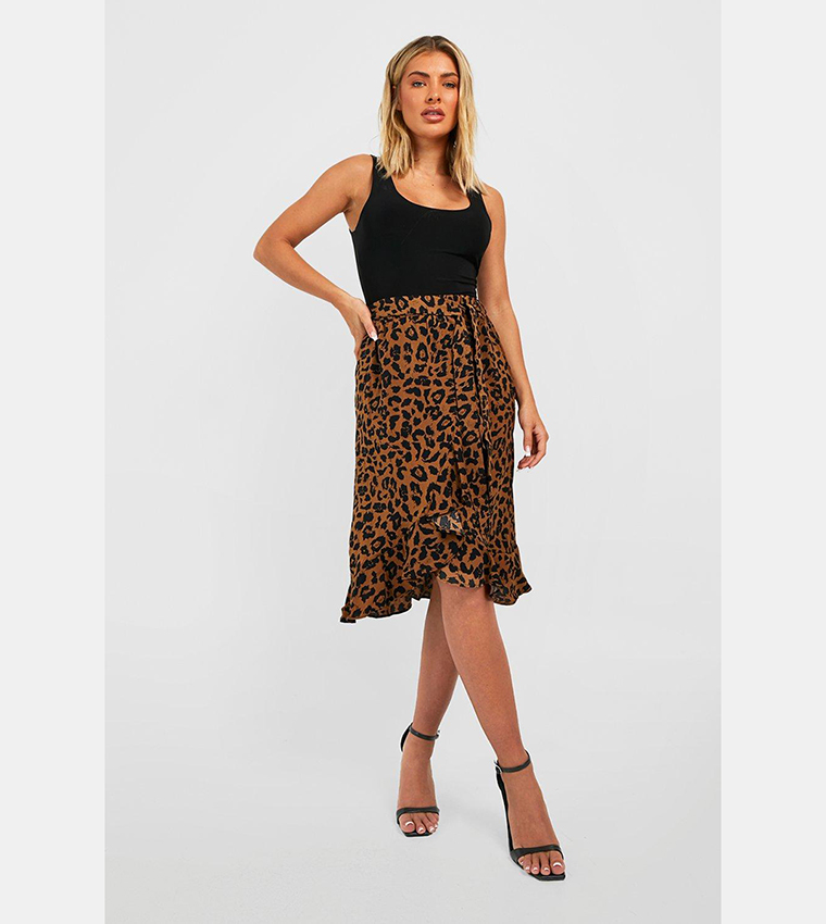 Leopard wrap tie skirt best sale