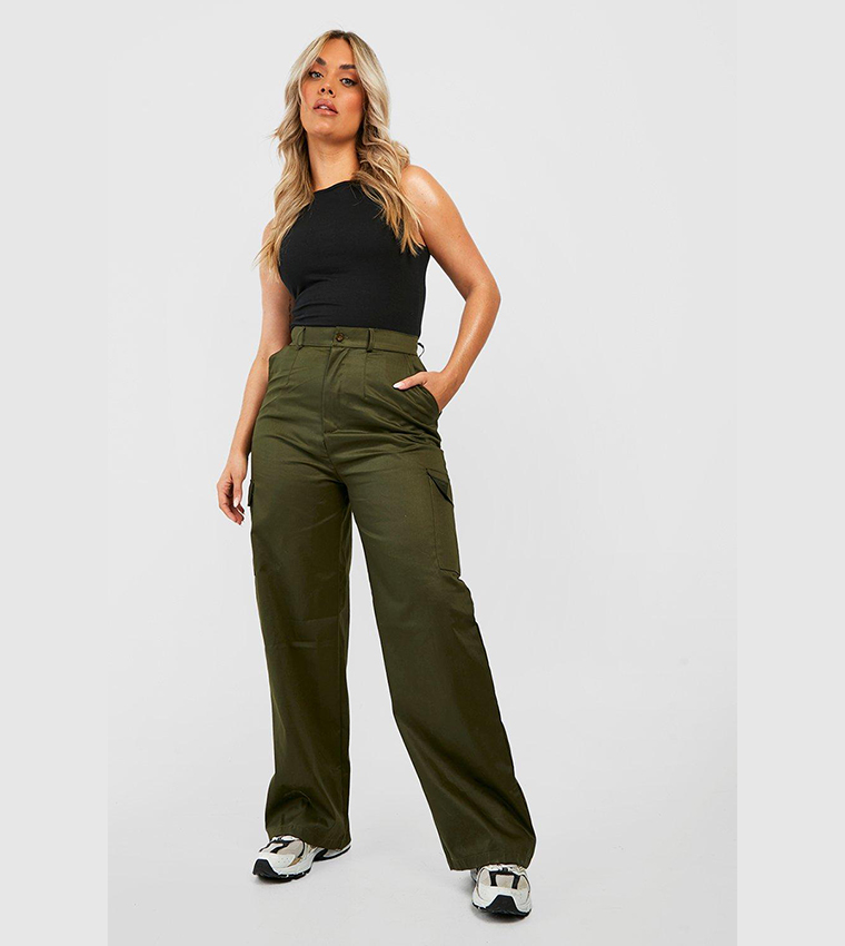 High Rise Womens Tall Black Khaki Pants HDE Womens High Waisted