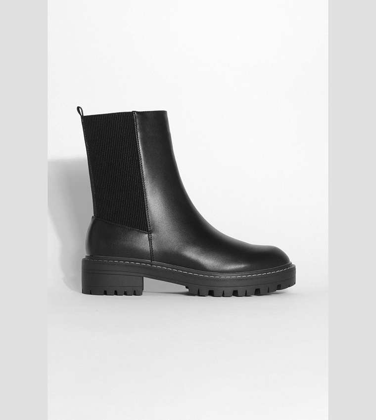 Wide Fit Ankle Detail Pu Chelsea Boots