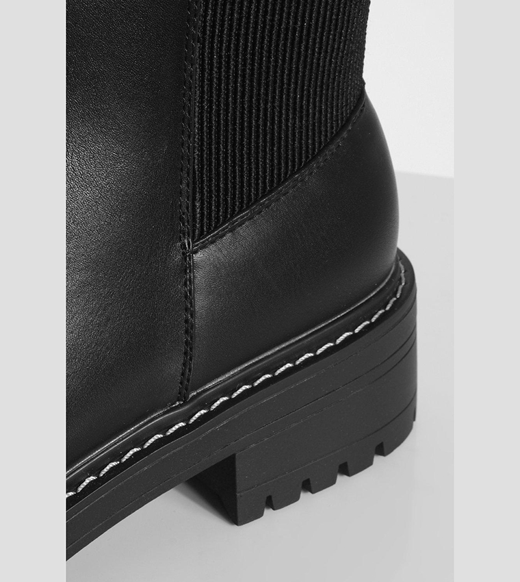 Wide Fit Ankle Detail Pu Chelsea Boots