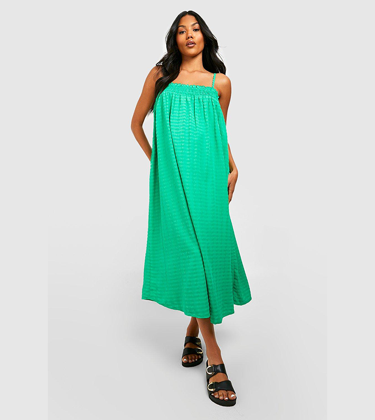 boohoo green maternity dress Green Side Slit Satin Maternity Maxi Dress main image 0