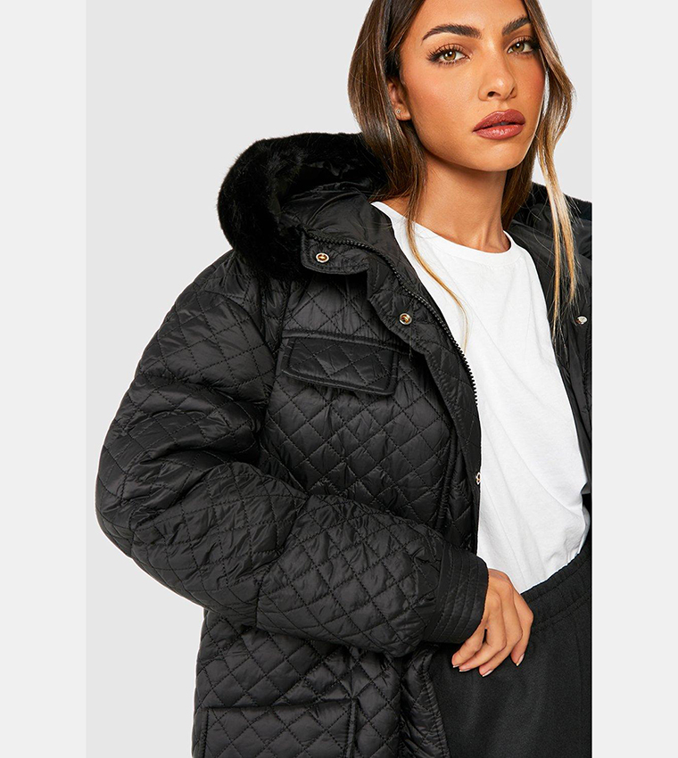 Black Wool Parka Jacket