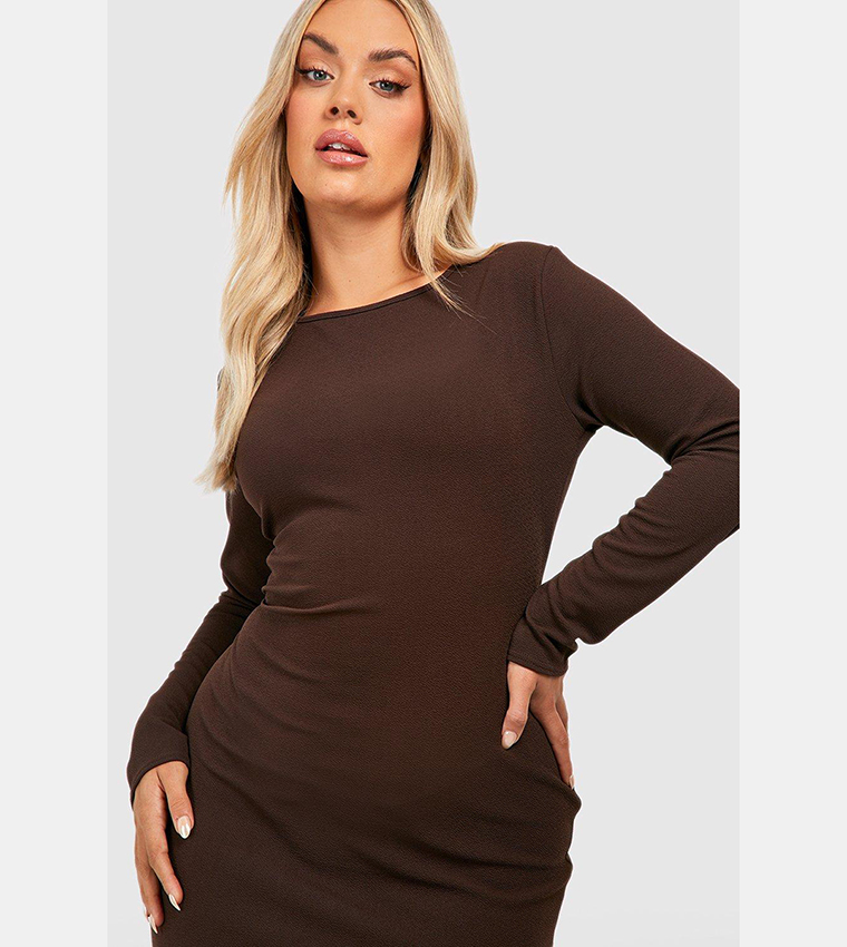 Scoop Neck Half Sleeve Floor-length Dress With Bow Chocolate main image 1