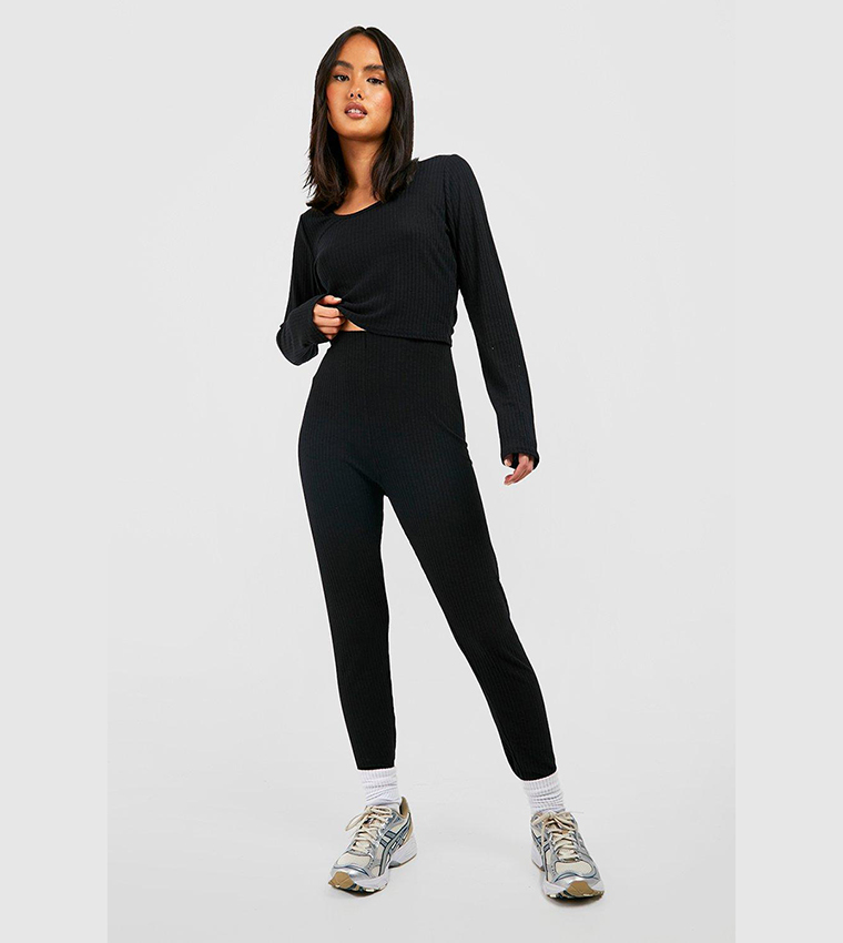Buy Boohoo Soft Ribbed Knit Long Sleeves Top And Leggings Co Ord