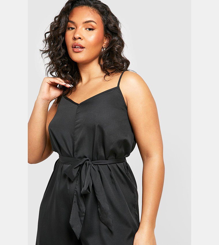Buy Boohoo Woven Strappy Culotte Jumpsuit In Black 6thStreet UAE - Main Image