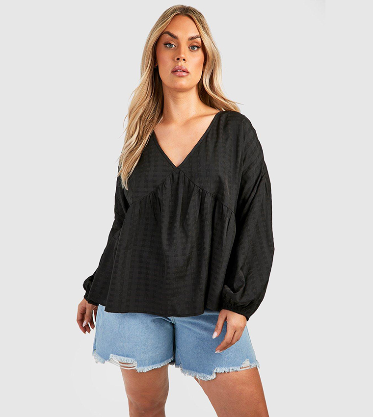 v neck smock top