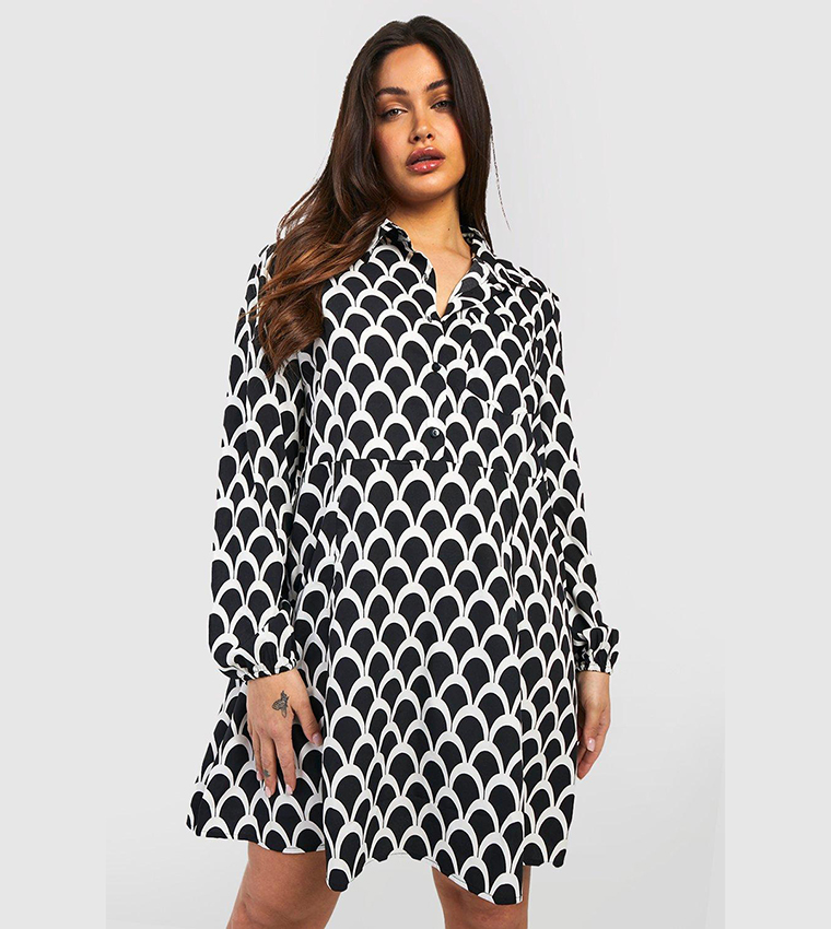 Boohoo geo print shirt dress best sale