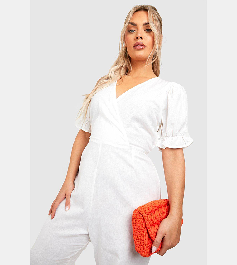 Plus size all white jumpsuits best sale and rompers