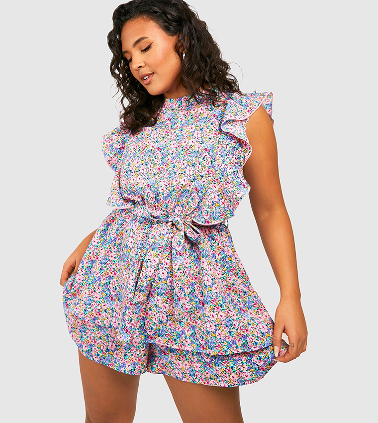 Buy Boohoo Woven Ditsy Floral Ruffle Romper In Multiple Colors 6thStreet Oman