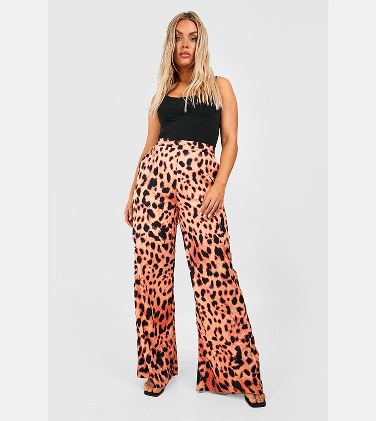 Leopard wide leg trousers best sale