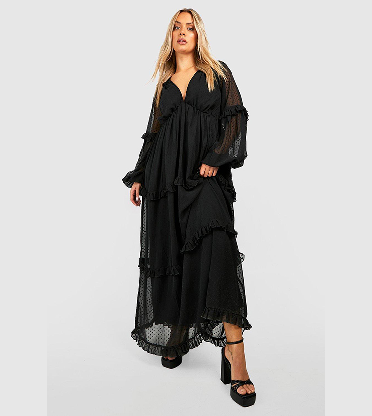 boohoo mesh ruffle maxi dress Stone Animal Mix Mesh Ruffle Maxi Dress
